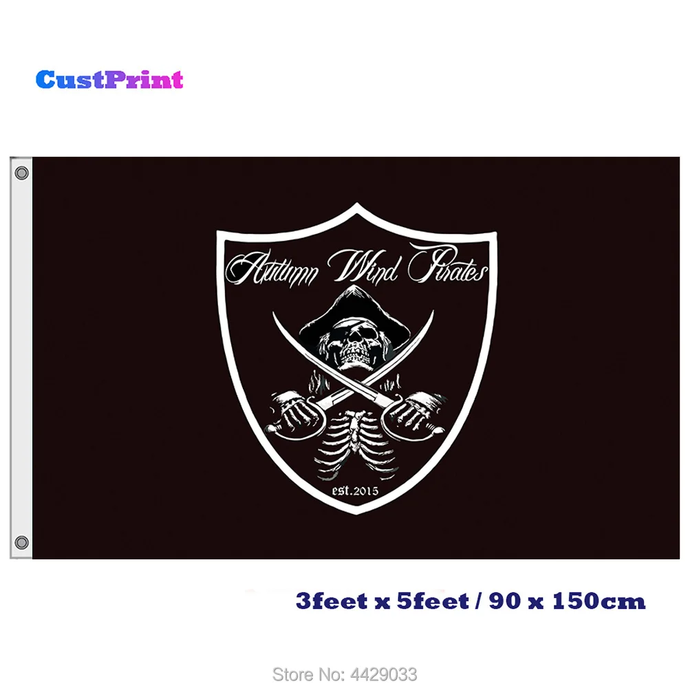 

CustPrint Large Autumn Wind Pirates Flag w/ 2 Grommets on White Sleeve
