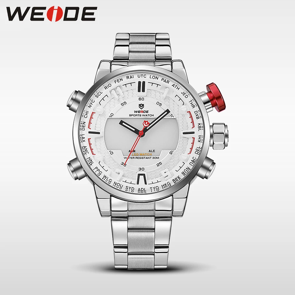 

WEIDE men watch luxury brand LED sport digital wristwatch stainless steel relogio automatico waterproof watch automatic watches