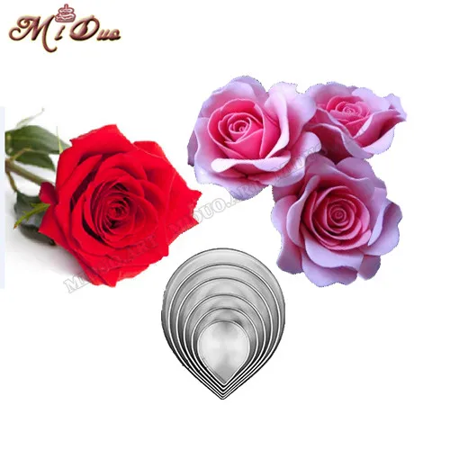 6 Pcs Fondant Cake Decoration Rose cutter gum paste flower ...