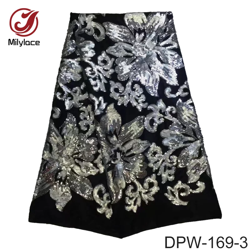 Hot selling african lace fabric with sequins 5 yards dubai french lace