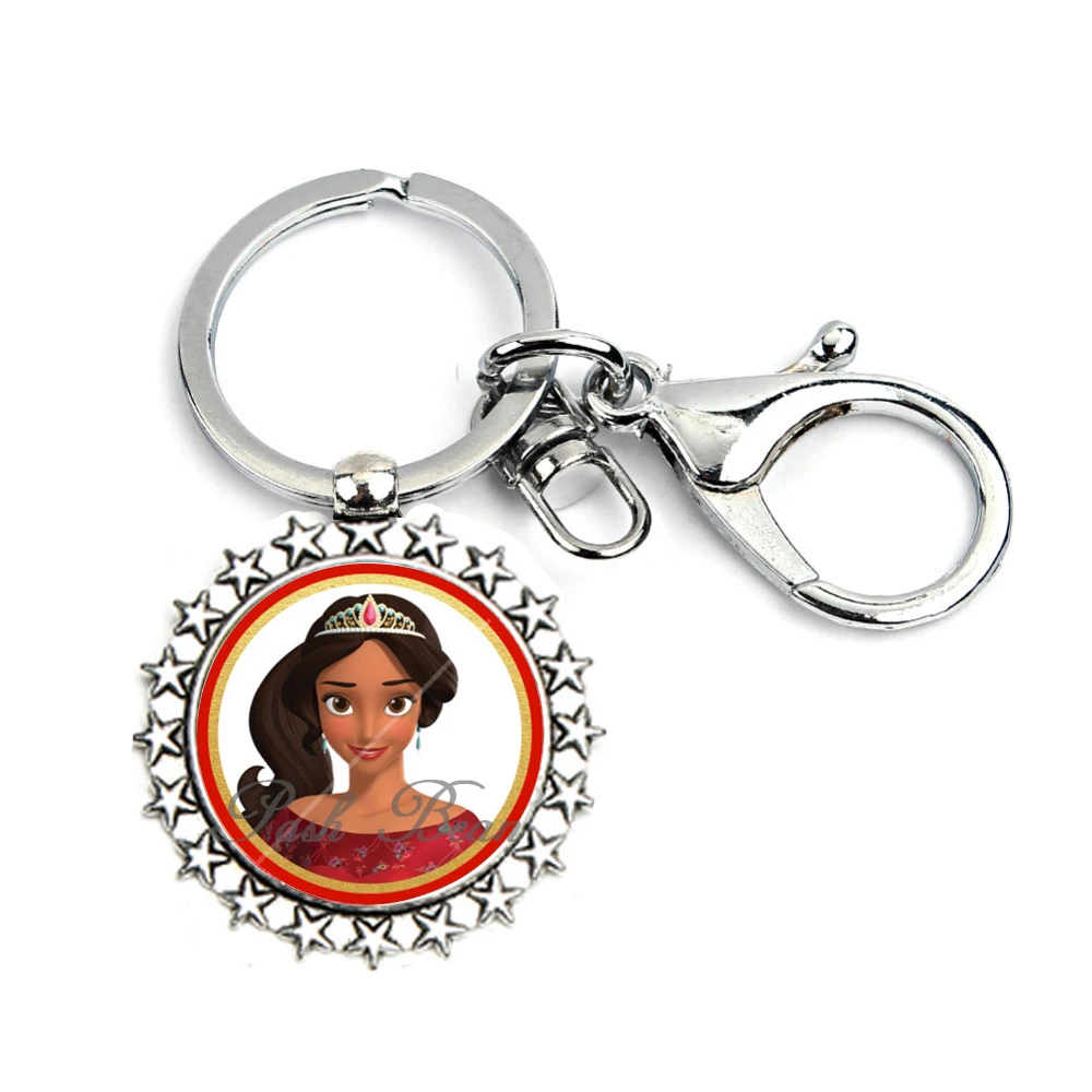 

Elena of Avalor Keychain Glass Cabochon Pendant Key Ring Cartoon Figures Key Chains Handmade Women Jewelry Party Favors Gift 1pc
