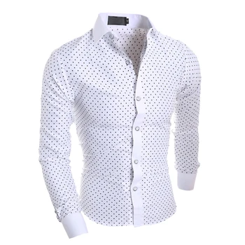

Men Shirt Casual Classic Polka Stars Printed Long Sleeve Spring Shirt