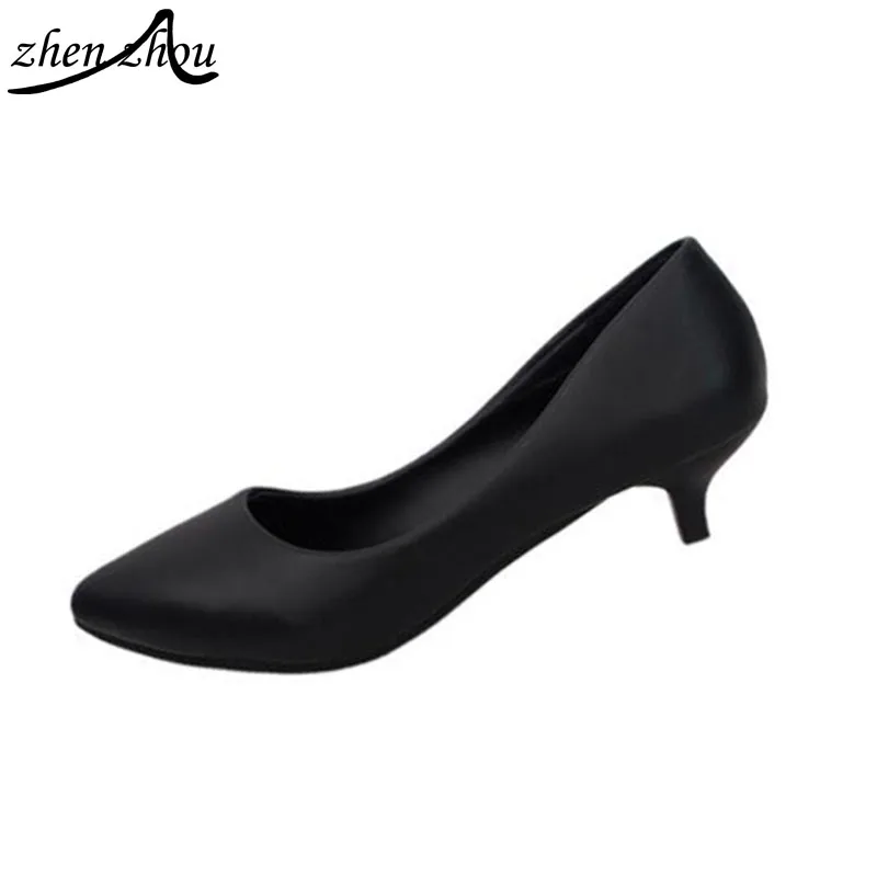 

Free shipping 3cm high heels Women shoes pointed Spring and autumn single shoes with black professional elegance leather shoes