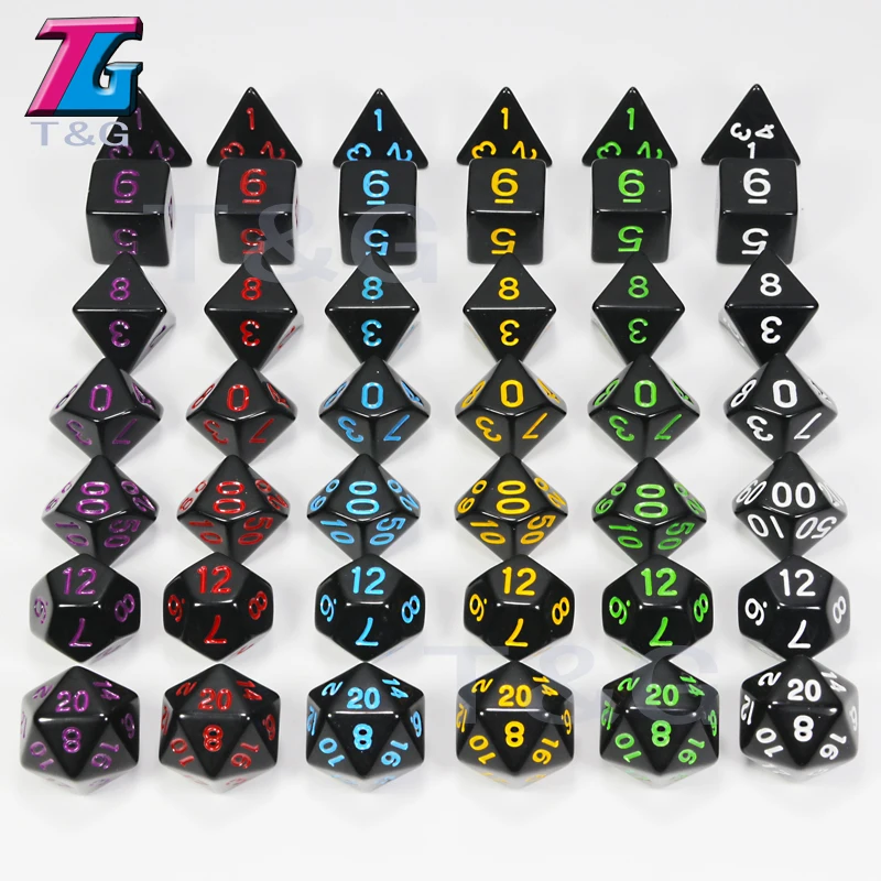 

Polyhedron Dragons and Dungeons Wholesales 7pc/lot Dice Set D4,D6,D8,D10,D10%,D12,D20 Colorful Board Game Accessories