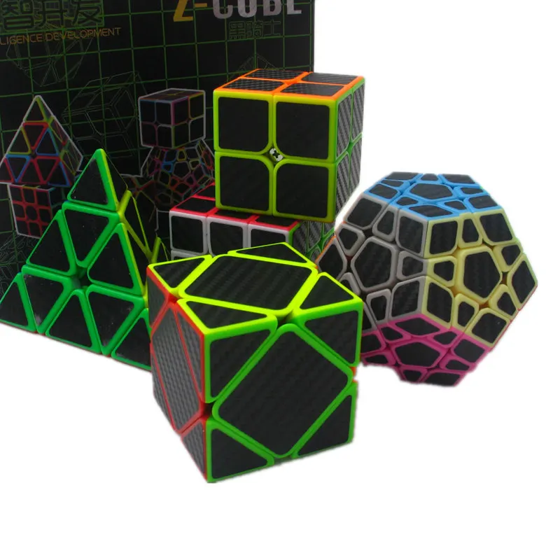 5 шт./компл. красочное углеродное волокно набор из магических кубов, 3x3x3, Скорость головоломка Треугольники ось додекаэдра зеркальный куб, детские игрушки