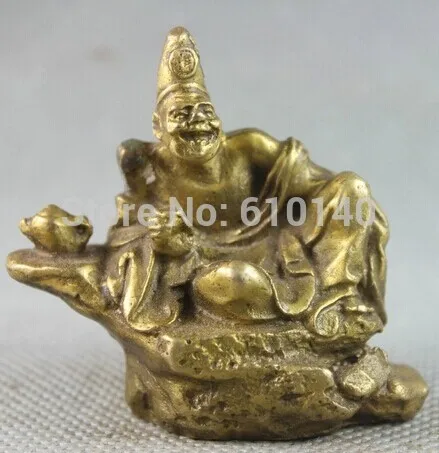 

China Chinese Fengshui Brass Carved JiGong Buddha God Statue Sculpture