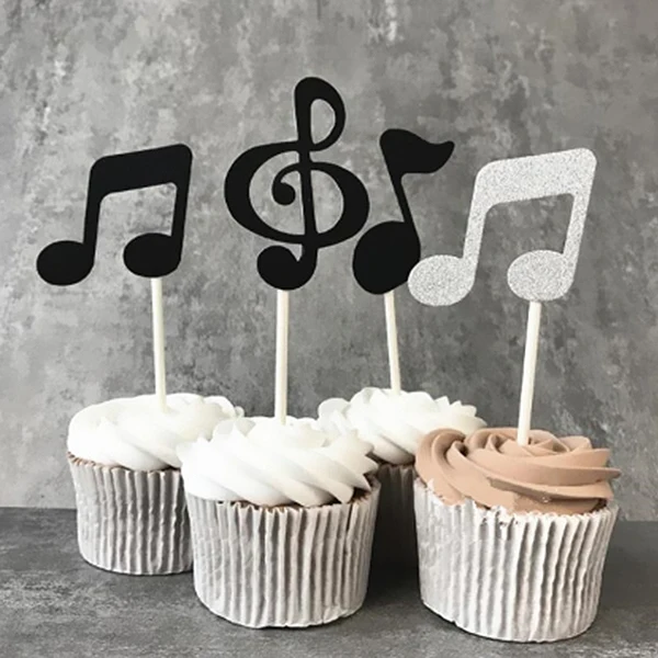 SDFC-30 шт музыкальные ноты тематические Топпер для кекса бумажные вставки для торта открытка украшение для свадебного торта