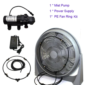 

F004 Low Pressure PE Misting Fan Ring System for any fan with DC 12V 5L/Min Fine Mist Pump for Outdoor Cooling
