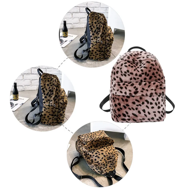 Модный женский рюкзак с леопардовым принтом, Вельветовая Женская дорожная сумка с двумя ремешками, Большая вместительная школьная сумка на плечо для девочек