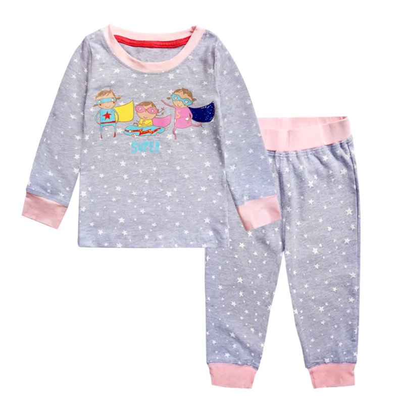 Комплекты одежды для сна для маленьких девочек; осенние хлопковые детские комплекты одежды для сна; осенняя одежда - Цвет: 80056