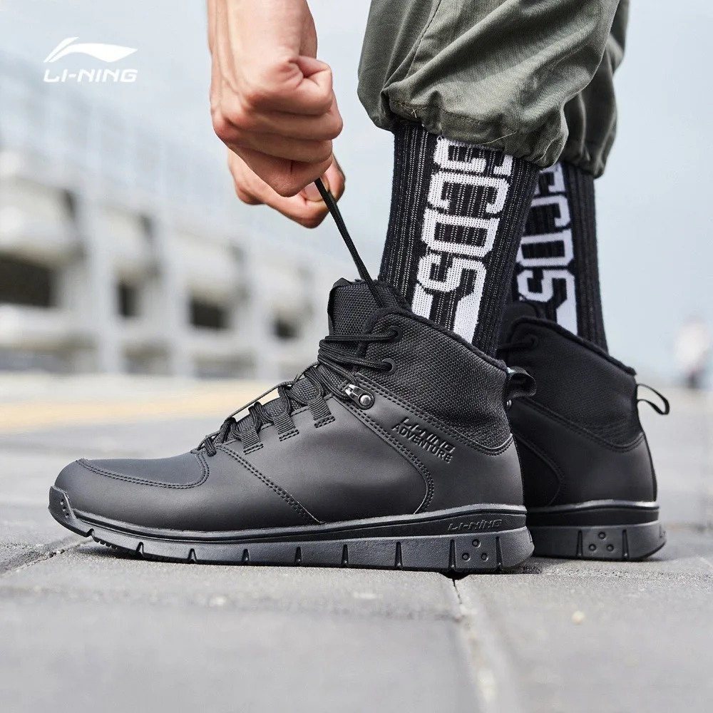Li-Ning Men FLY Outdoor Walking Shoes Warm Fleece Wearable Anti-Slippery LiNing Sport Shoes Leisure Sneakers AHCN019 YXB245