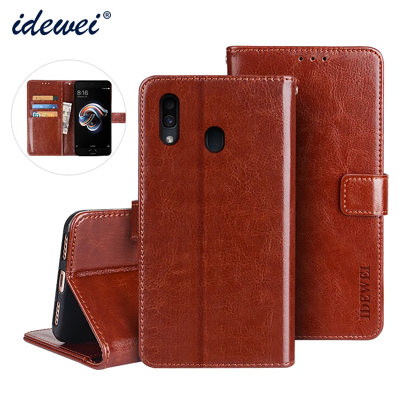 

IDEWEI For Samsung Galaxy A30 Case Cover Luxury Leather Phone Case For Samsung Galaxy A30 A305F Protective Flip Case Wallet Case