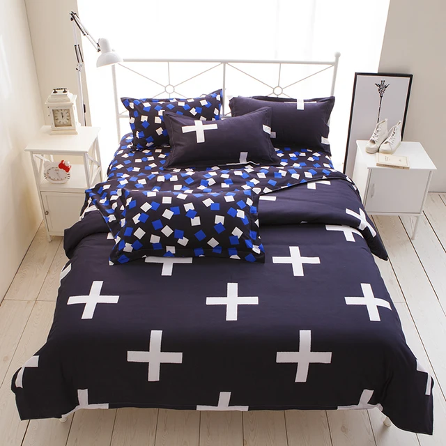 Black White Cross Print Men S Duvet Cover Sets Queen Size Euorpean Black White Cross Print Men S Duvet Cover Sets Queen Size Euorpean Style Modern City Man Bedding Sheet Twin