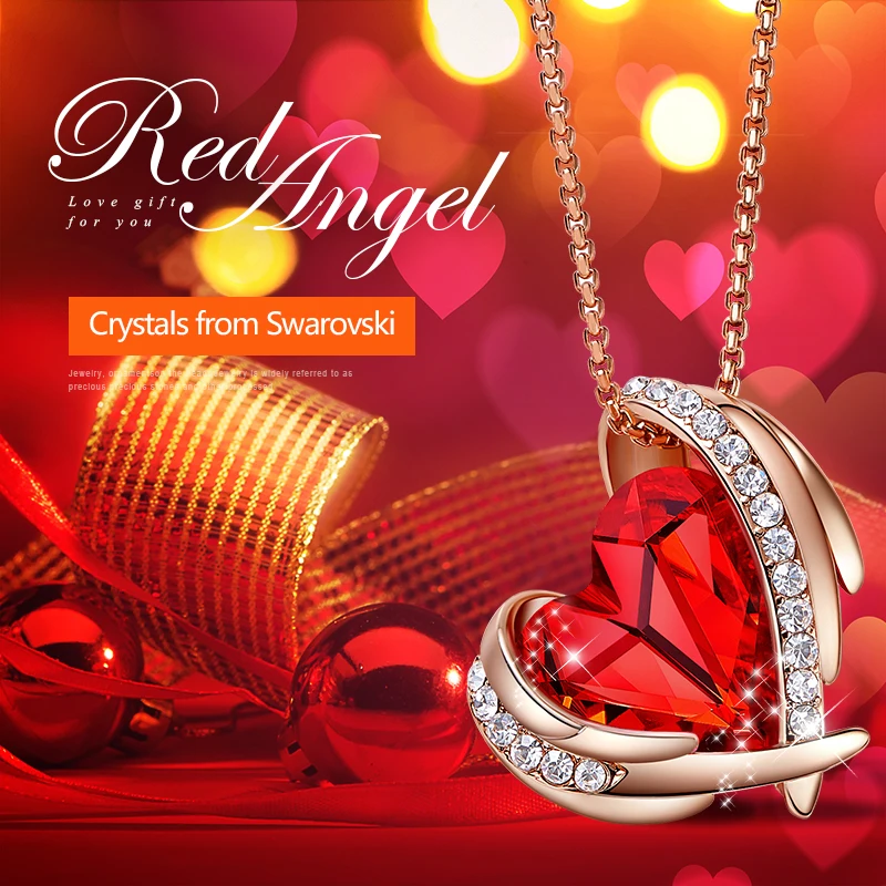 CDE женское золотое ожерелье подвеска украшенная кристаллами от Swarovski красное