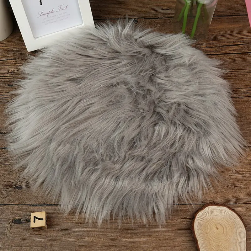 30*30CM Soft Artificial Sheepskin Rug Chair Cover Bedroom Mat Artificial Wool Warm Hairy Carpet Seat Textil Fur Area Rugs - Цвет: GY