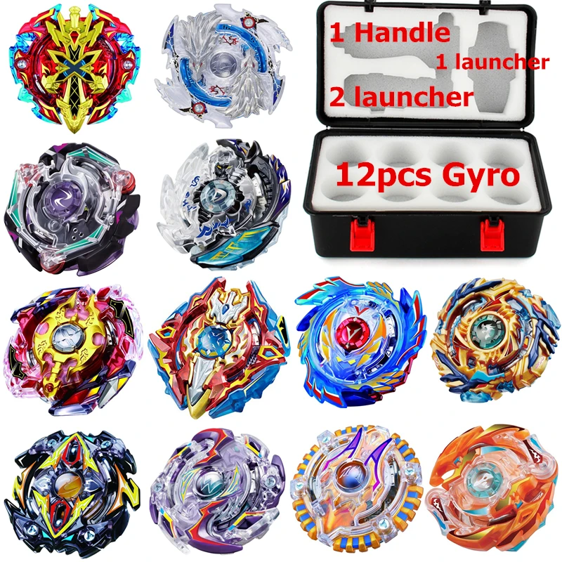 

Bey Blade Beyblade Burst Set 12pcs Bayblade+1pc Handle + 3pcs Launcher Metal Funsion 4D Spinning Top Set Toys For Chinldren