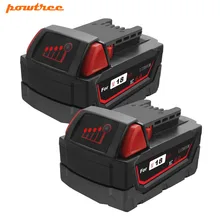 Powtree For Milwaukee 2Pcs 6000mAh 18V M18 Power Tools Li-ion Battery Replacement 48-11-1811 48-11-1815 48-11-1820 48-59-1850 Powtree For Milwaukee 2Pcs 6000mAh 18V M18 Power Tools Li-ion Battery Replacement 48-11-1811 48-11-1815 48-11-1820 48-59-1850