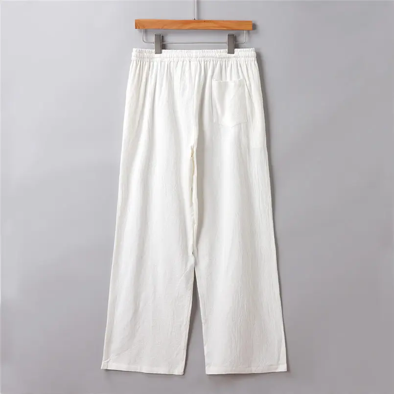 New Men Summer Fashion Trousers Linen Style Loose Casual Breathable Outdoor Solid Pants Sportswear Casual Straight Pants #4R06 (4)