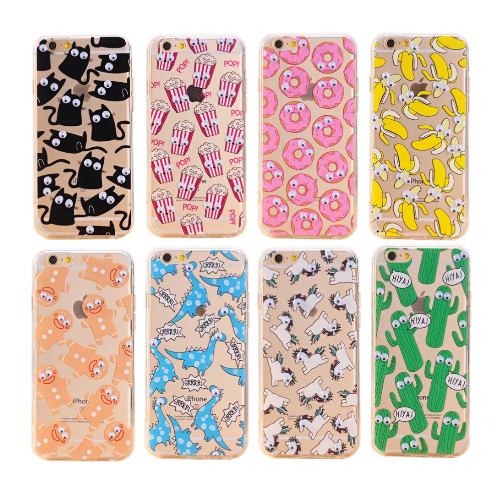 New 3D dynamic Eye unicorn cactus dinosaur mouse Pattern Phone Cover Cases For iPhone 5 5S SE 6 6s Plus 7 7Plus Capa Para Fundas |