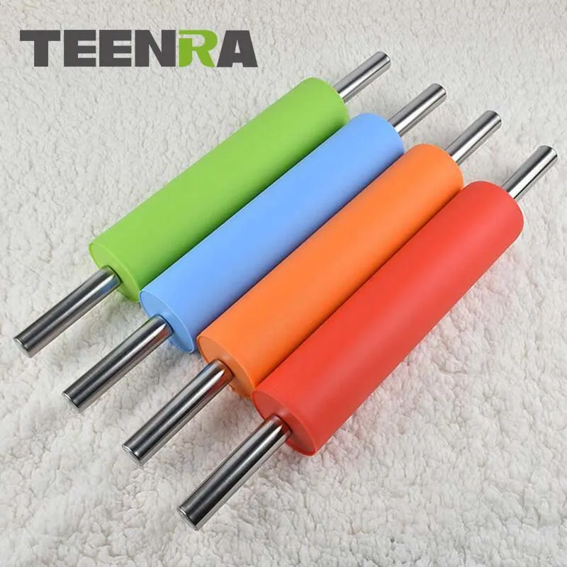 TEENRA 1 шт. металлическая ручка скользящая Скалка силиконовая помадка торт
