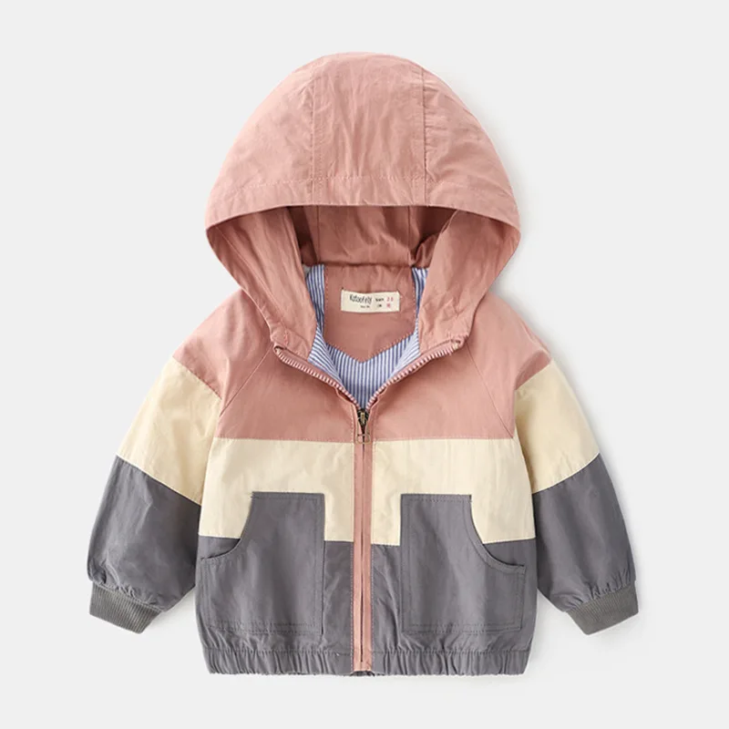 Г. Детская куртка, пальто весенне-осенняя ветровка с капюшоном для мальчиков, верхняя одежда с печворк, одежда для малышей Одежда для младенцев DC161