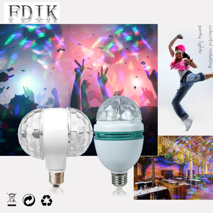 Mini Stage Lighting Effect Light LED Fullcolor Rotating lamps E27 LED Magic ball Bulb 3W KTV Bar Club Home Party Atmosphere Lamp Mini Stage Lighting Effect Light LED Fullcolor Rotating lamps E27 LED Magic ball Bulb 3W KTV Bar Club Home Party Atmosphere Lamp