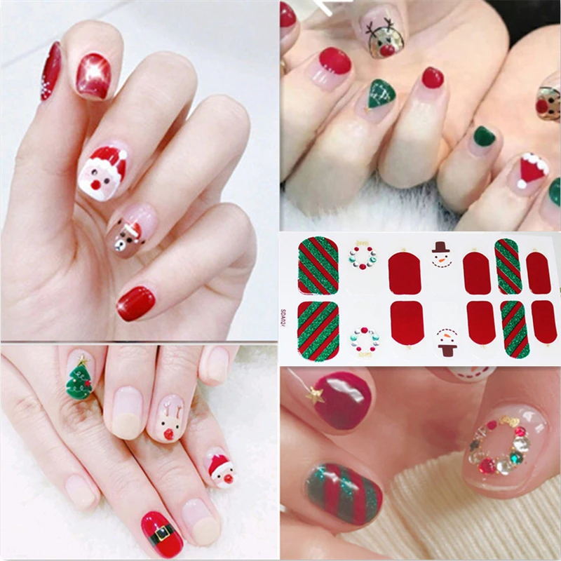 

14tips Beauty Nails Full Cover Sticker Kit DIY Manicure Adhesive stickers Environmental Nail Vinyls 7 Sheets/set for Women