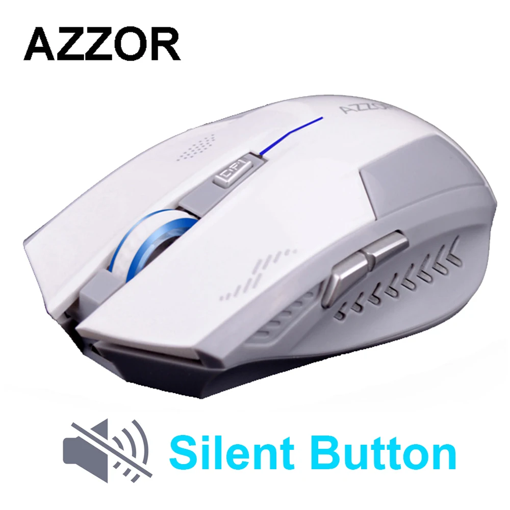 AZZOR перезаряжаемая беспроводная мышь Slient Button компьютерная игровая 1600 точек/дюйм