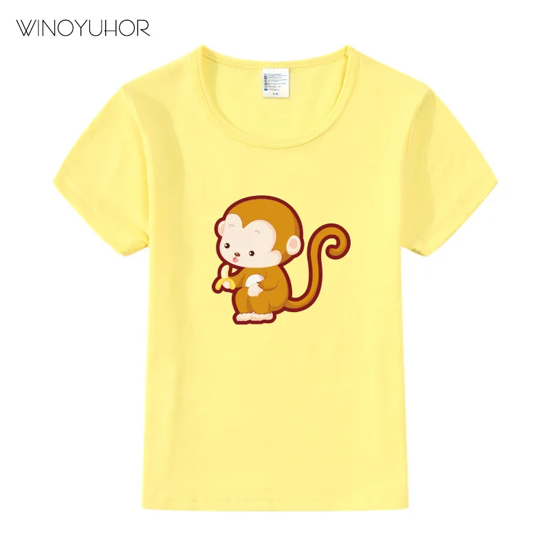 Детская футболка с рисунком обезьяны, одежда для мальчиков и девочек, летние футболки с короткими рукавами, топы, Детская футболка