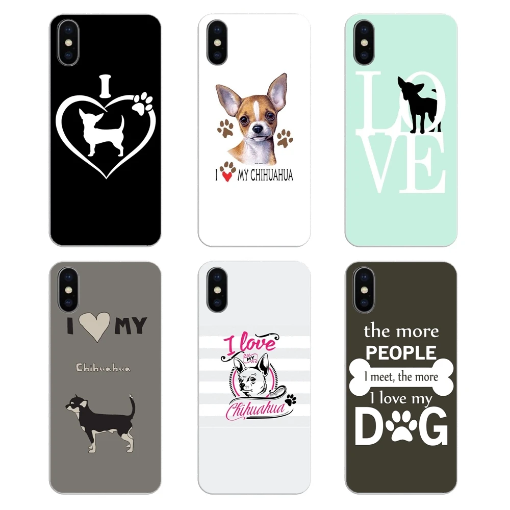 

For Apple iPhone 4 4S 5 5S 5C SE 6 6S 7 8 X XR XS Plus MAX Silicone Phone Shell Cover Design I Love My Chihuahua Dog Pug