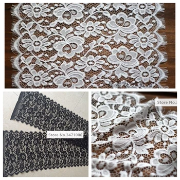 

3 m /lot 40 cm wide black white thicken Eyelashes lace trim flower french lace fabric handmade diy accessories Wedding clothes