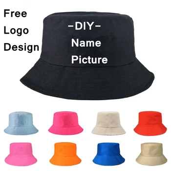 

25Pcs Free Custom LOGO Design Bucket Hat Men Women Outdoor Sunscreen Fishing Cap Men Basin Chapeau Sun Prevent Hats