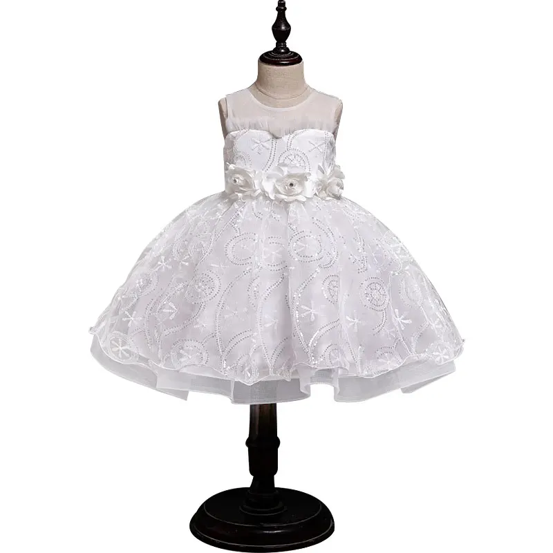 Платье для девочек элегантные вечерние платья розового цвета с блестками Одежда для девочек Рождественские костюмы для детей, для маленьких девочек от 3 до 12 лет - Цвет: white