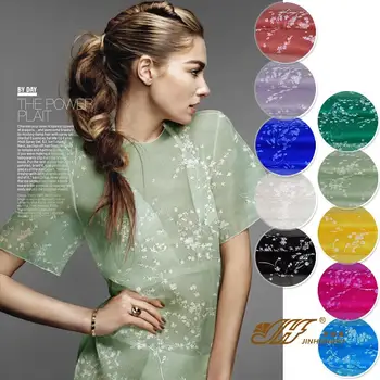 

Free shipping 2015 new Fashion 100% silk organza print fabric mulberry silk material width 140cm