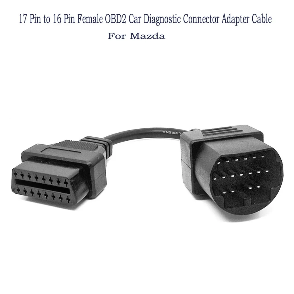 17 Pin to 16 Pin Female OBDII Car Diagnostic Connector Adapter Cable for Mazda