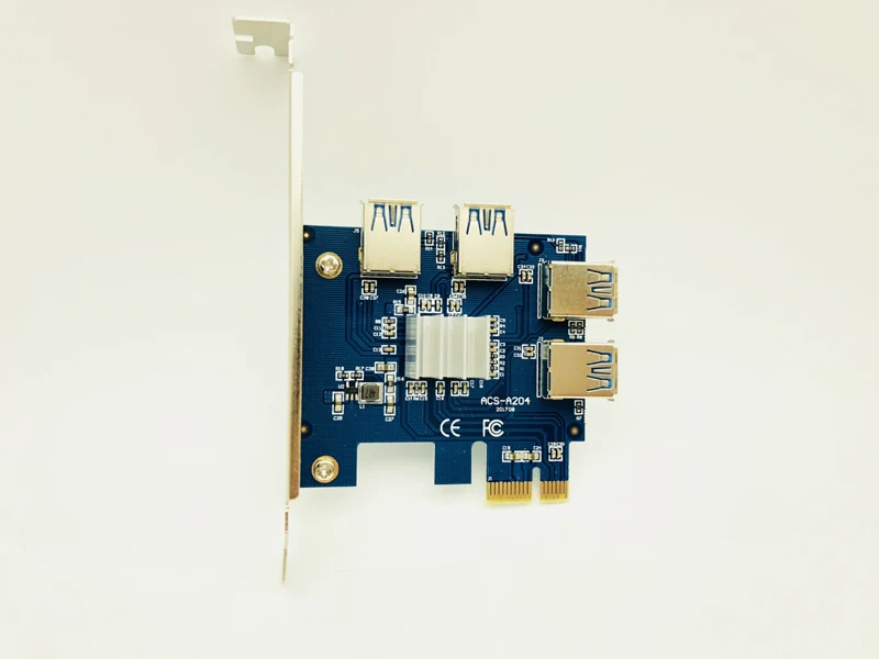 Переходник PCI-E 1-4 PCI Express X1 Riser Card PCIE 1X to 16X USB3.0 Adapter конвертер для майнинга биткоинов