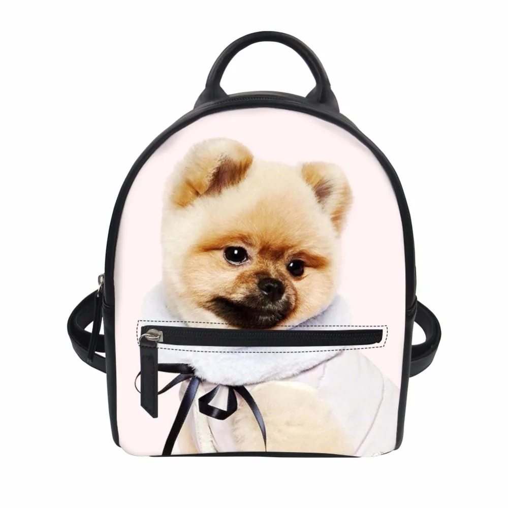 

FORUDESIGNS Women Pu Leather Backpack Cute Dogs Pink Small Zipper Soft Teenage Girl School Backapcks Shoulder Bag Travel Daypack