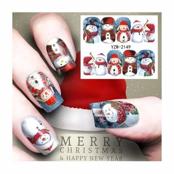 WUF 1 Sheet Water Decals Transfer Stickers Nail Art Stickers Christmas Designs Fashion Accessories2149