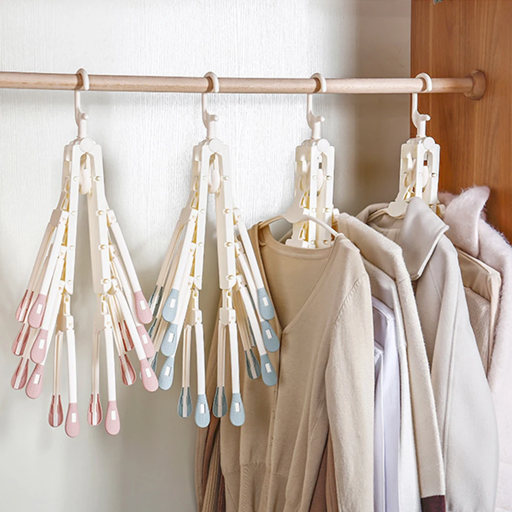 

Multifunctional Storage Organizer 8 Fish Retractable Hanger Kids Clothes Drying Rack Plastic Hanging Laundry Stand Hangers