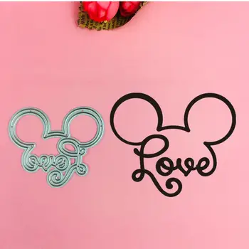 

Mickey Minnie English Letter Love Metal Cut Die Stencils for Scrapbooking Stamp/photo album Decorative Embossing DIY Paper Cards