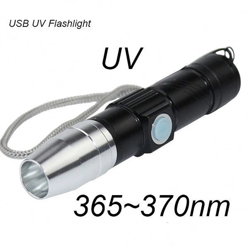 Mini 365nm UV Flashlight CREE LED Fluorescence Detection Purple Violet Light USB UV Led Flashlight Torch Light UV Led Lamp (10)