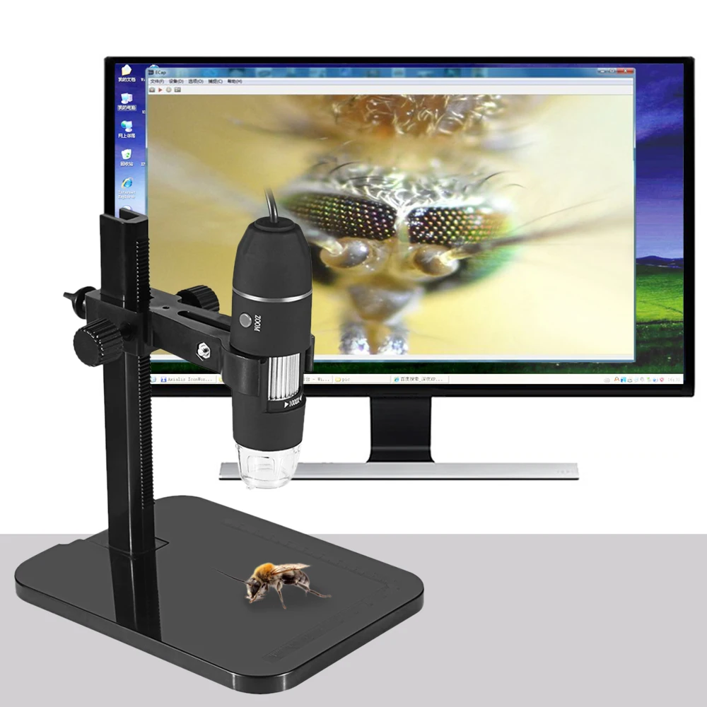 

Portable USB2.0 Digital Microscope 1000X Electronic Endoscope 8 LED 2 Million Pixels Practic Magnifier Microscope Camera Black
