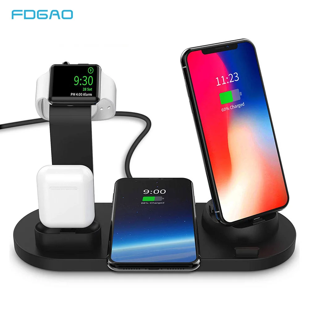 Comprar Base de carga 3 en 1 para Apple Watch iPhone 11 Pro XS XR 7 8 Plus Airpods Base de carga inalámbrica