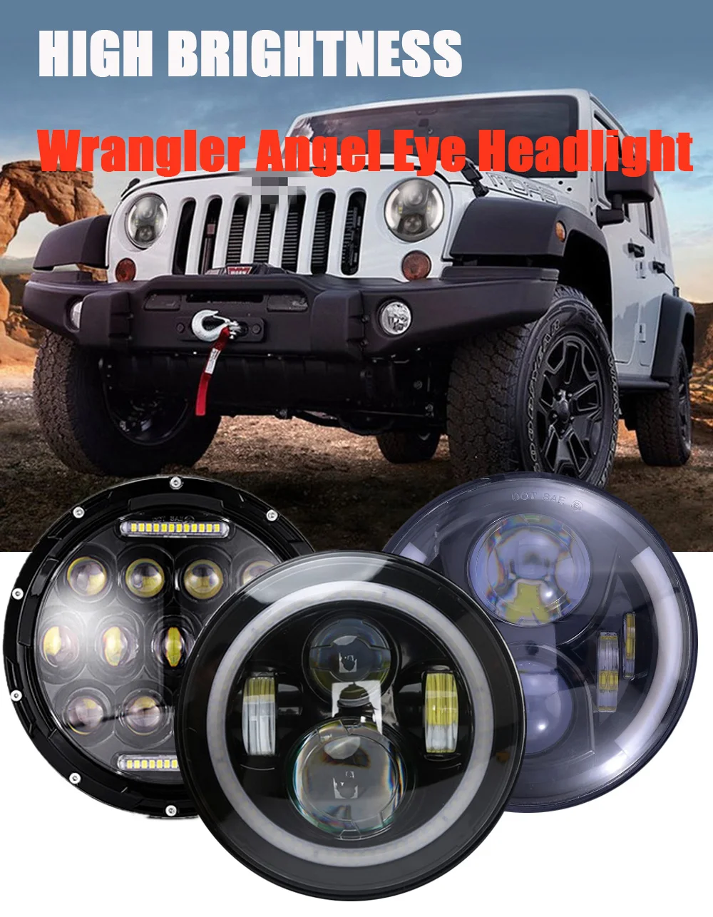 2 шт. 7 дюймов круглый светодиодный головной светильник дальнего и ближнего света светильник Halo Angle Eyes DRL налобный фонарь для Jeep Wrangler Off Road 4x4 мотоцикл
