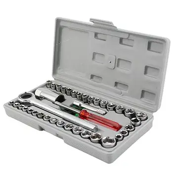 

LumiParty Wrench Sleeve 40pcs/Set Wrench Socket Set Emergencytool Car Sleeve Combination Car Screw Removal Installation Tool r30