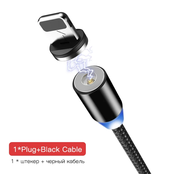 ACCEZZ Магнитный кабель для зарядки для iPhone Apple XR XS Micro USB кабель type C для samsung S7 S8 huawei P9 P10 Xiaomi зарядный шнур - Цвет: Black Cable