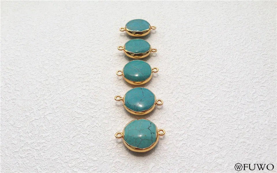 Round smooth turquoise connector 9