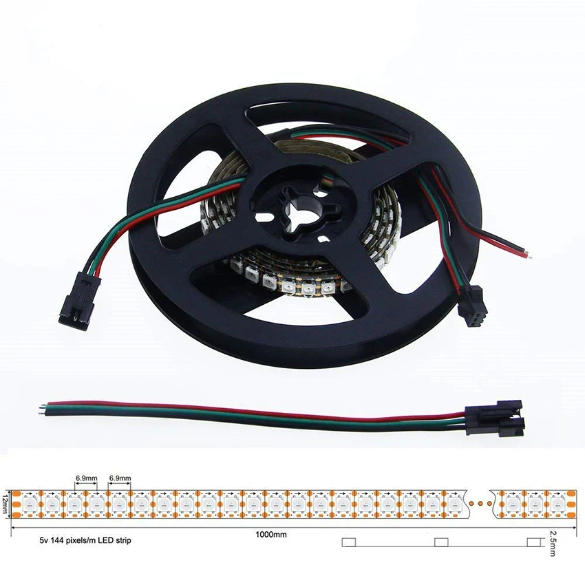 WS2812 WS2812B 1 м/2 м DC5V 144 светодиодный s/M полноцветный светодиодный пиксель полоса встроенный 2812 чип 5050 цвет мечты RGB светодиодный Диод лента лампа