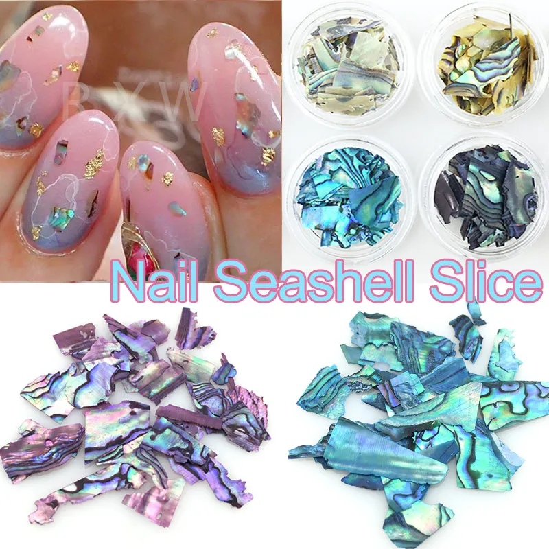 

Natural 8 Colors/set Pearl Light Nail SeaShell Slices Particle Crushed Shell Manicure Set Nail Art Glitter Decoration Tools
