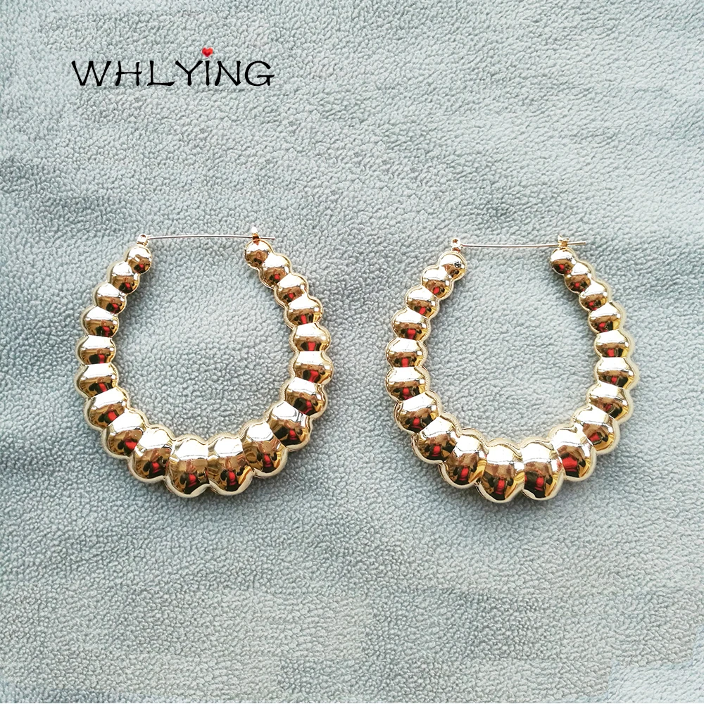 

2019 New Style Hyperbole Gold Color Big Earrings Bamboo Design Round Hoop Earrings For Women Brincos Jewelry Fashion Wholesale
